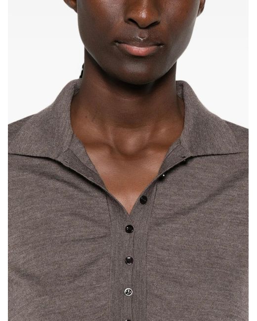 Pinko Brown Vaduz Wool Polo Top