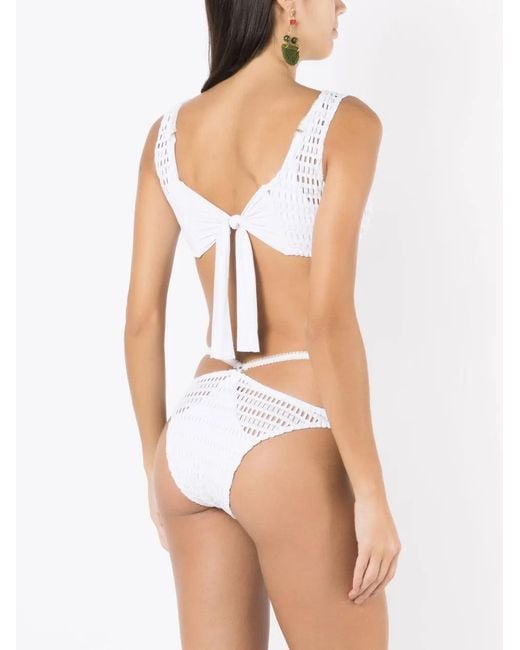 Amir Slama White Open-Knit Layered Bikini Set