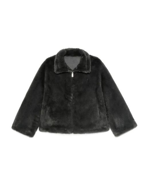Arma Black Zip-Front Faux-Fur Jacket