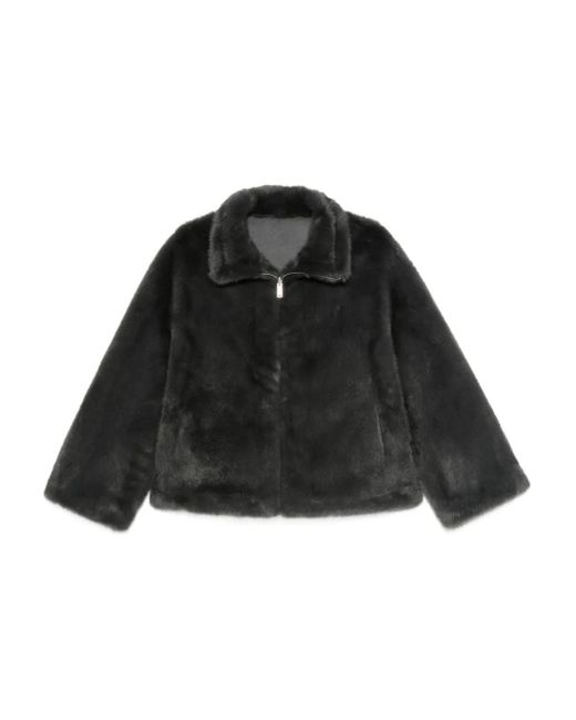 Arma Black Zip-Front Faux-Fur Jacket