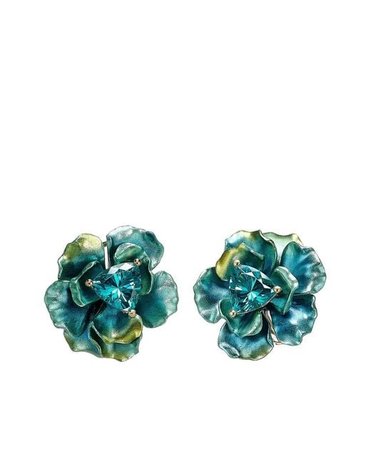 Anabela Chan Green 18Kt Aurora Rose Stud Earrings