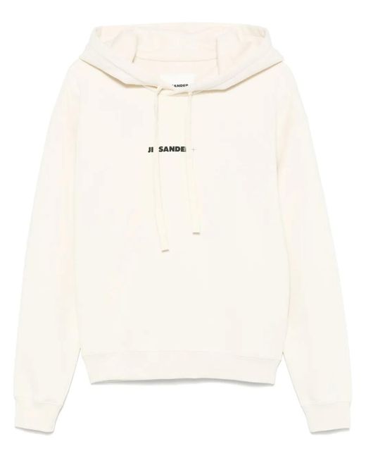 Jil Sander Natural Hoodie With Drawstring And Subtle Logo Detail for men