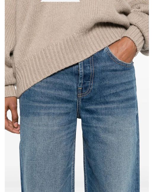 Interior Blue Remy Mid-Rise Wide-Leg Jeans