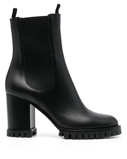 Gianvito Rossi 90mm Leather Ankle Boots in het Black