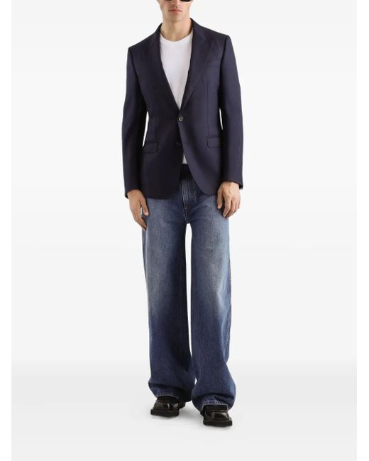 Dolce & Gabbana Blue Two-Button Wool Blazer for men
