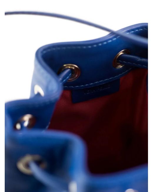 LA ROSE Blue Zip Leather Bucket Bag