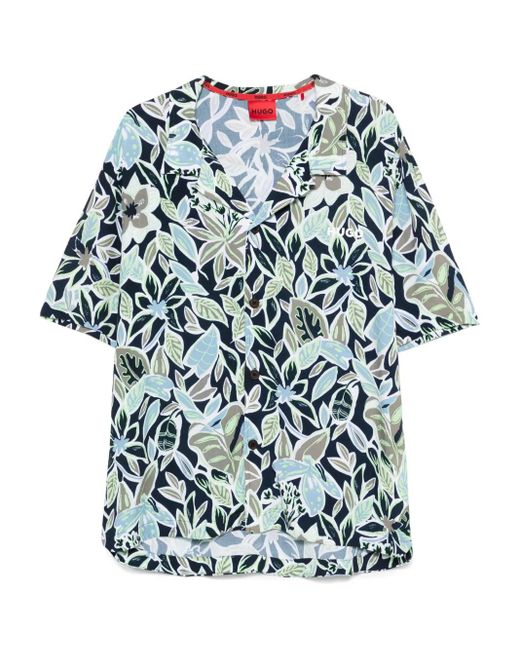 HUGO Blue All-Over Print Shirt for men