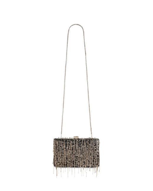 Gemy Maalouf White Embroidered-Sequin Clutch Bag