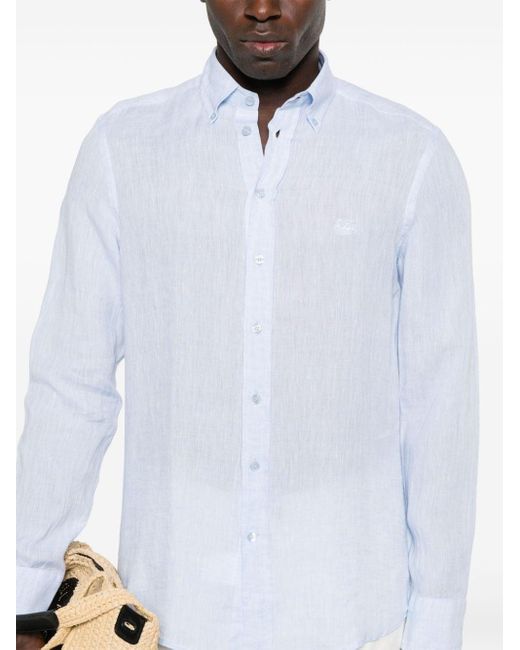 Etro White Pegaso-embroidered Linen Shirt for men