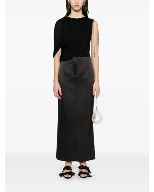 Lanvin Black Draped Jersey Top