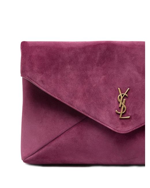 Saint Laurent Purple Logo-Plaque Clutch Bag