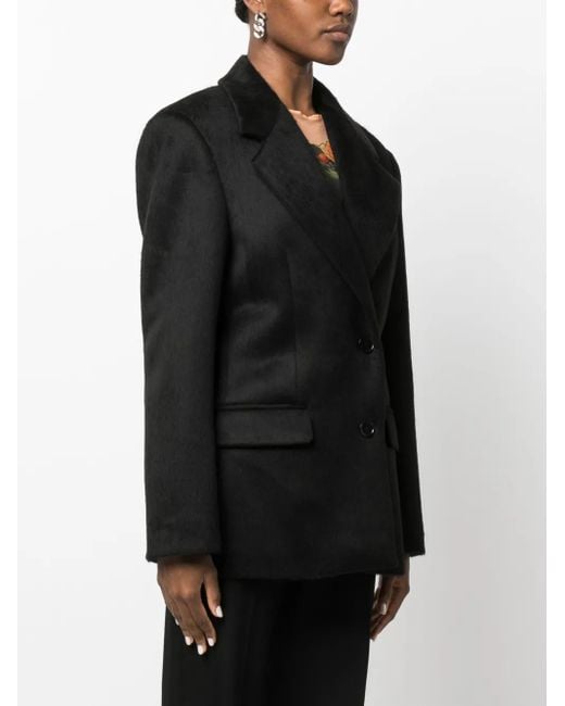 MSGM Black Single-Breasted Peak-Lapels Blazer