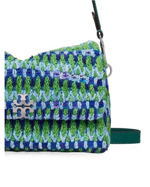 Tory Burch Green Charlie Beaded Shoulder Bag