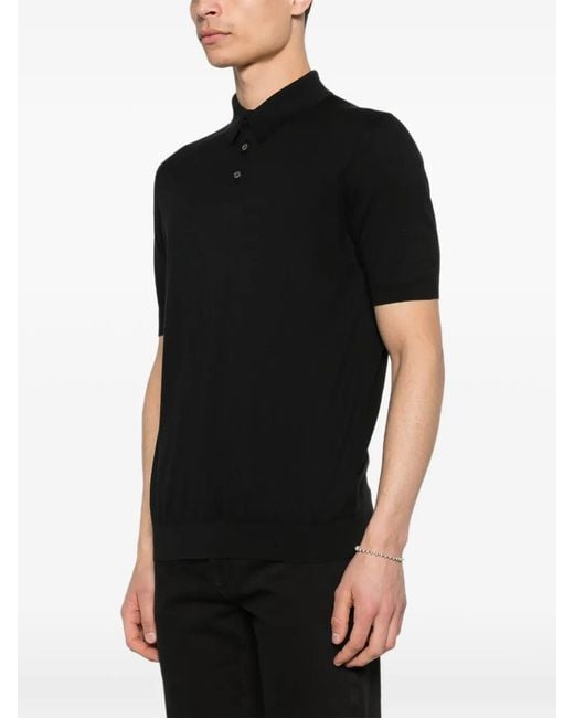Fedeli Black Buttoned Polo Shirt for men