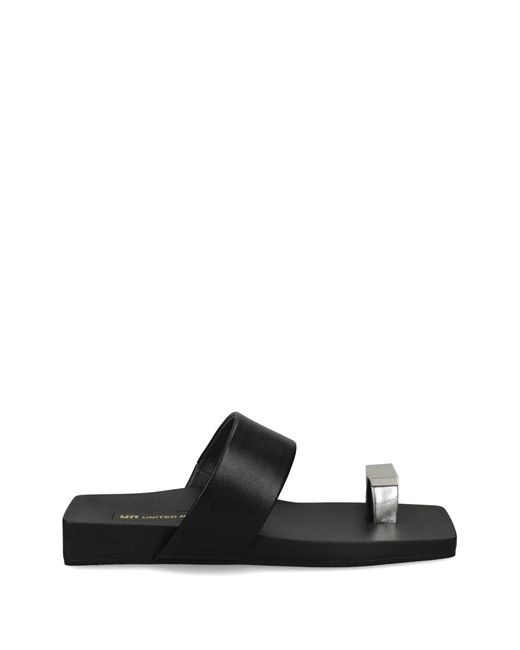 United Nude Black Loop Toe Lo Square-Toe Sandals