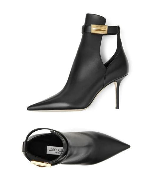 Jimmy Choo Black Nell 85 Leather Bootie