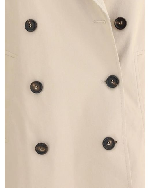 Brunello Cucinelli Natural Embellished Sleeve Midi Trench Coat
