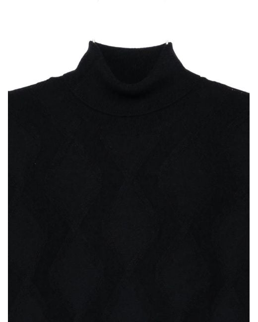 Corneliani Black Turtleneck Patterned Sweater for men