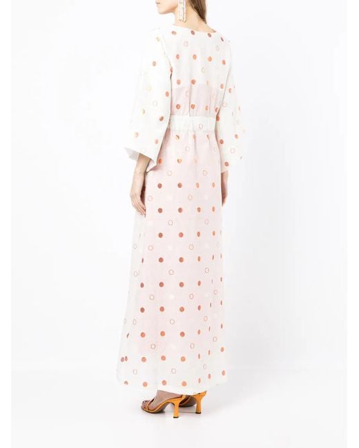 Baruni Pink Polka-Dot Pattern Kaftan