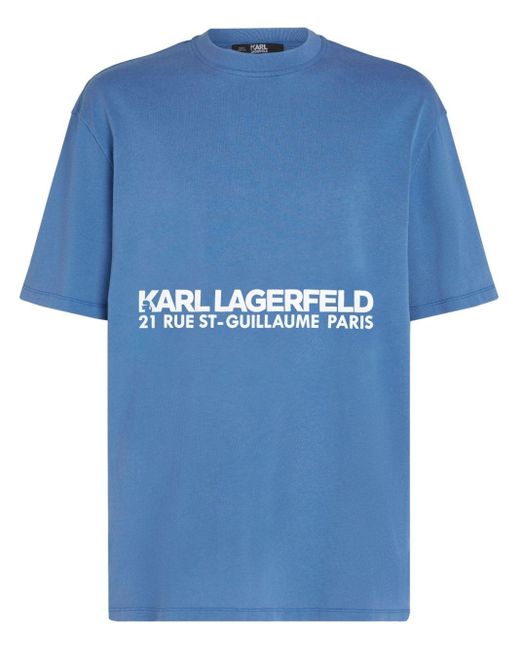 Karl Lagerfeld Blue Rue St-guillaume Organic-cotton T-shirt for men