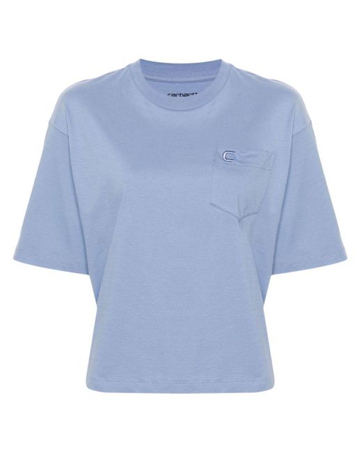 Carhartt Blue Logo-embroidered Cotton T-shirt