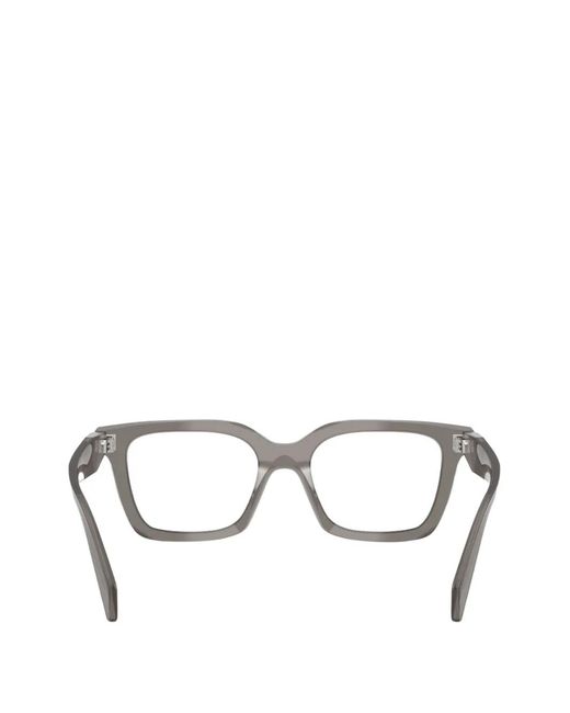 Prada White Brille Mit Eckigem Gestell