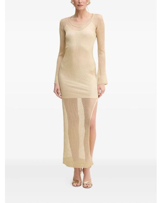 SIMONA CORSELLINI Natural Ribbed Midi Dress