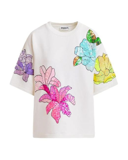 Essentiel Antwerp Pink Sequin-Embellished T-Shirt