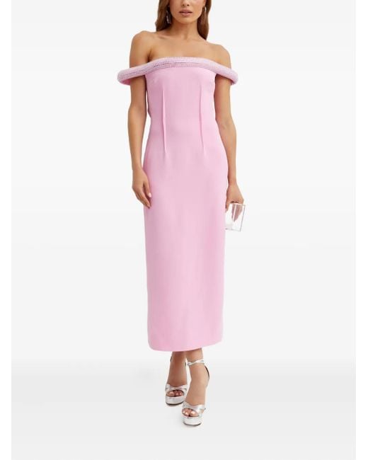David Koma Pink Crystal-Embellished Midi Dress