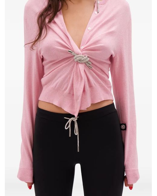 Area Pink Crystal-Knot Cardigan