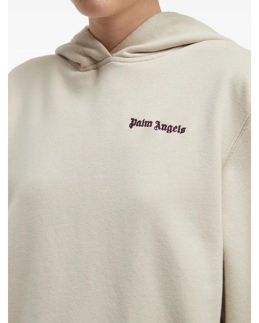 Palm Angels White Embroidered Logo Hoodie