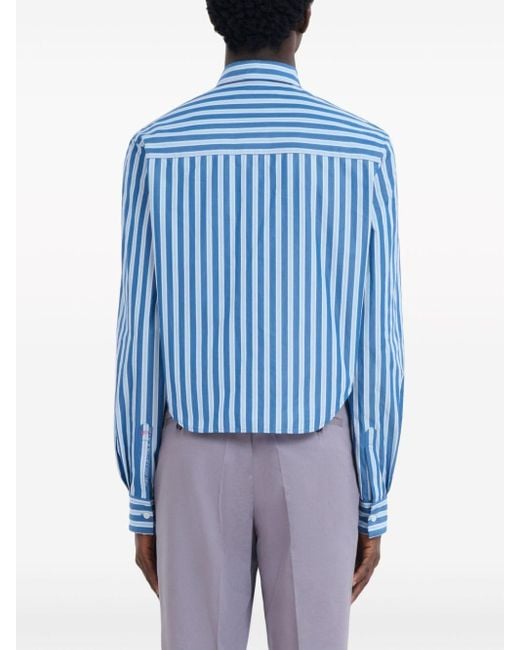 Marni Blue Striped Cotton Shirt for men