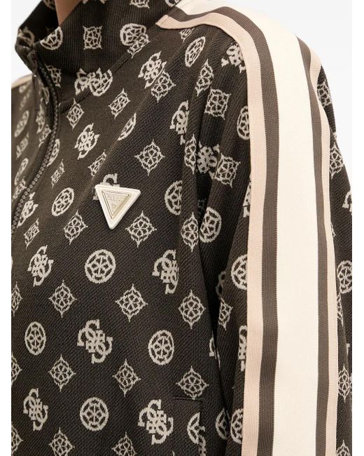 Guess Black All-Over Logo Full-Zip Sweatshirt