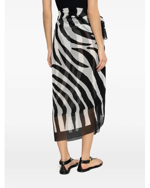 Balmain Black Zebra-Print Sarong