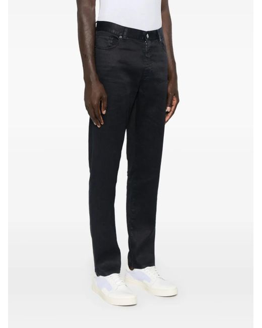Zegna Blue Logo-Patch Trousers for men
