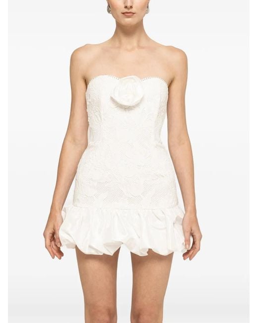 Nissa White Strapless Mini Lace Dress