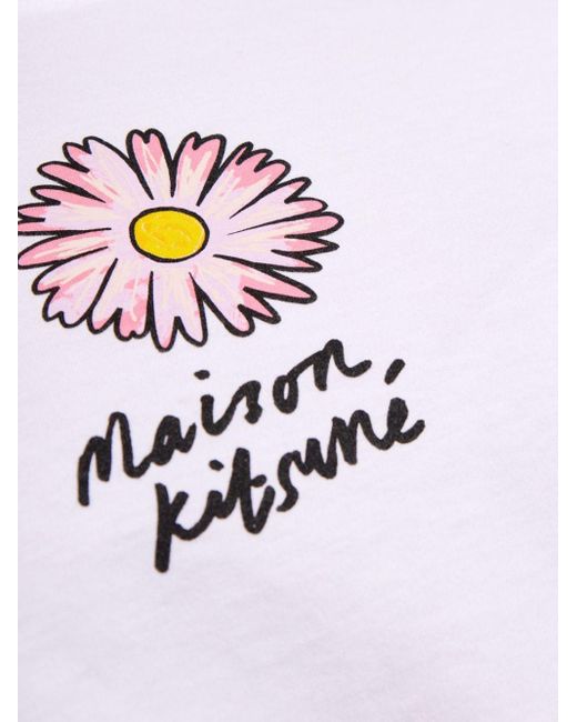 Camiseta con estampado Floating Flower Maison Kitsuné de color White