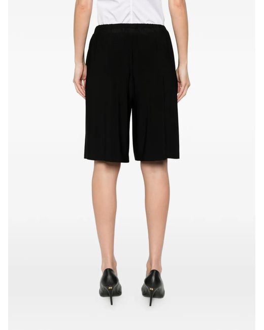 Norma Kamali Black Pleated Bermuda Shorts