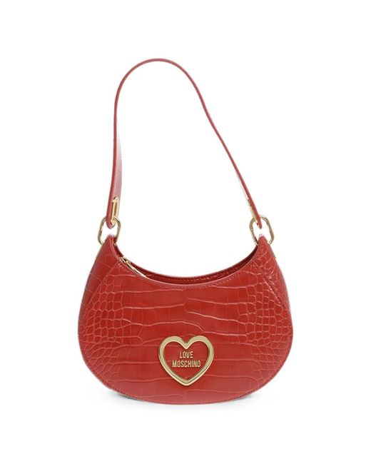 Love Moschino Red Logo-Lettering Shoulder Bag