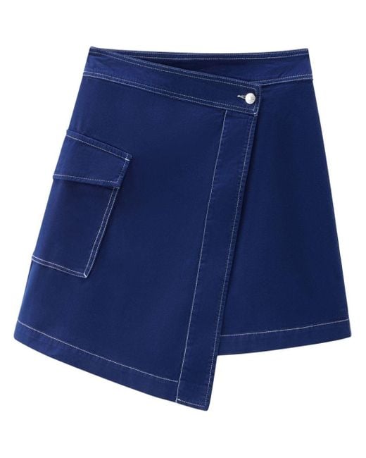 Woolrich Blue Cotton-twill Wrap Skirt