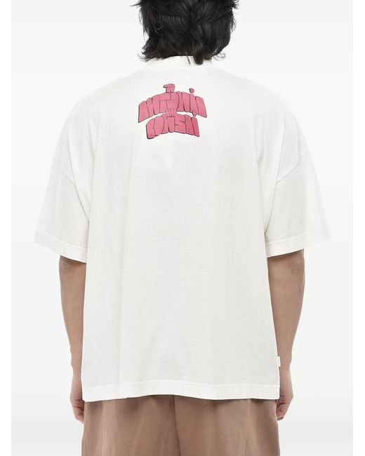 Bonsai White Logo-Print Drop-Shoulder T-Shirt for men