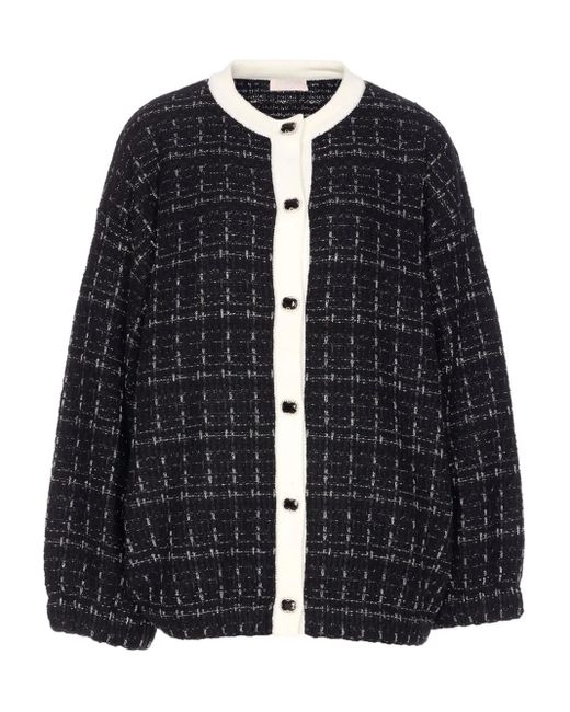 Liu Jo Tweed Jack Met Sierknopen in het Black