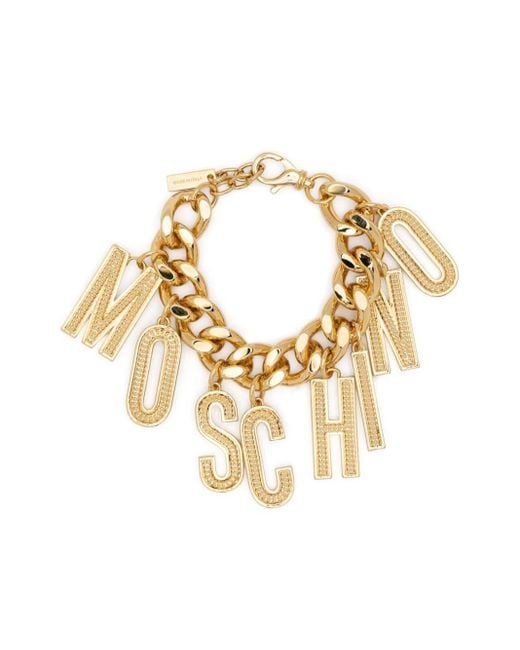 Moschino Metallic Logo-lettering Cuban-chain Bracelet