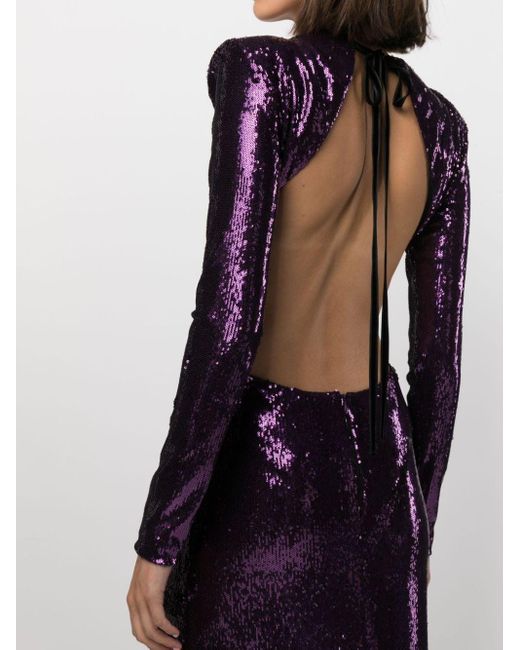 Philosophy Di Lorenzo Serafini Purple Sequined Open-back Dress
