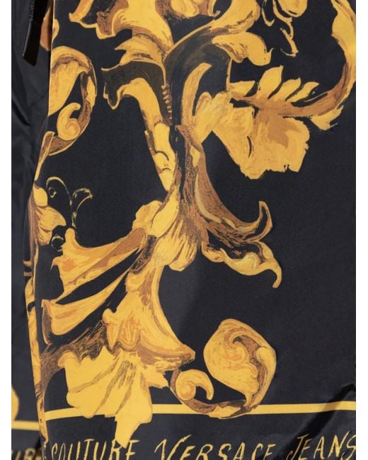 Versace Jeans Couture Black Baroque-Print Drawstring Shorts for men