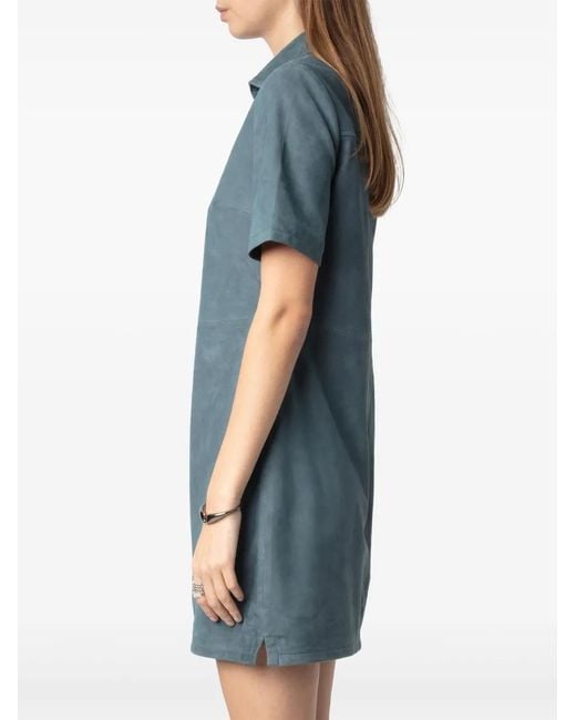 Zadig & Voltaire Blue Leather Mini Dress