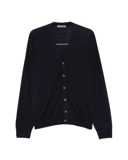 Corneliani Blue V-Neck Button-Up Cardigan for men