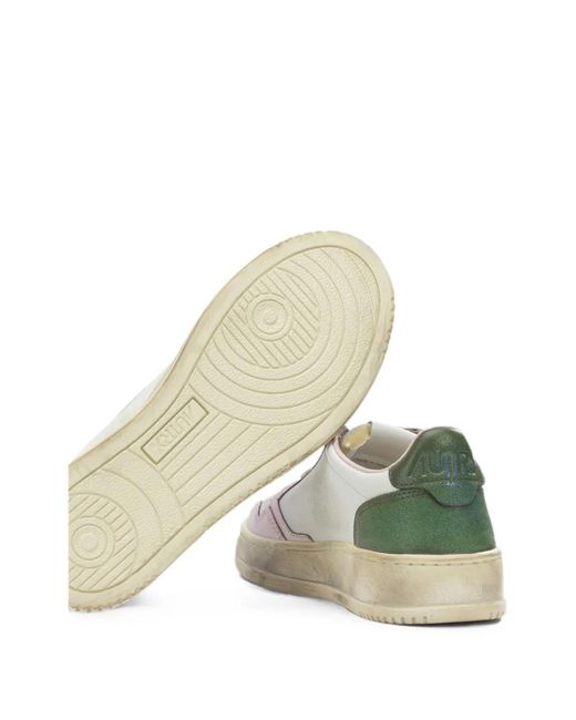 Autry White Medallist Distressed-Effect Panelled Low-Top Sneakers