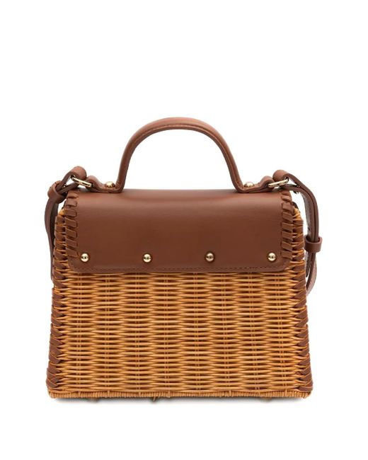 Isla Brown Selene Woven Appliqué Shoulder Bag