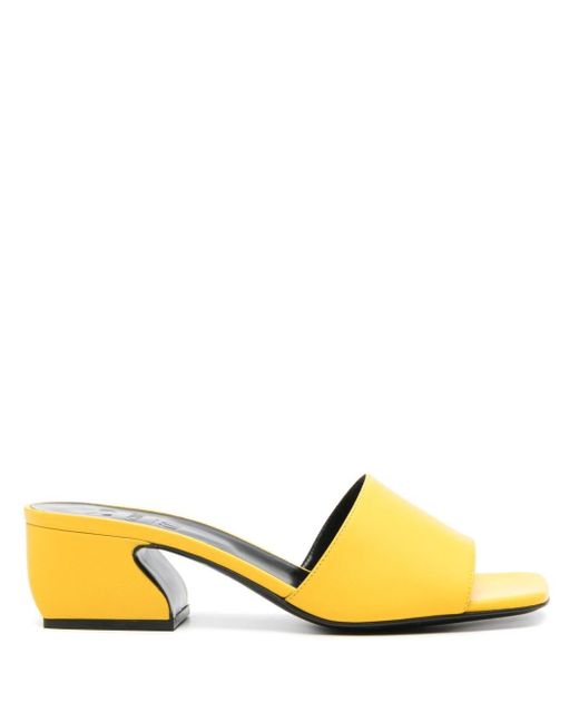 Sergio Rossi Yellow 52mm Leather Mules
